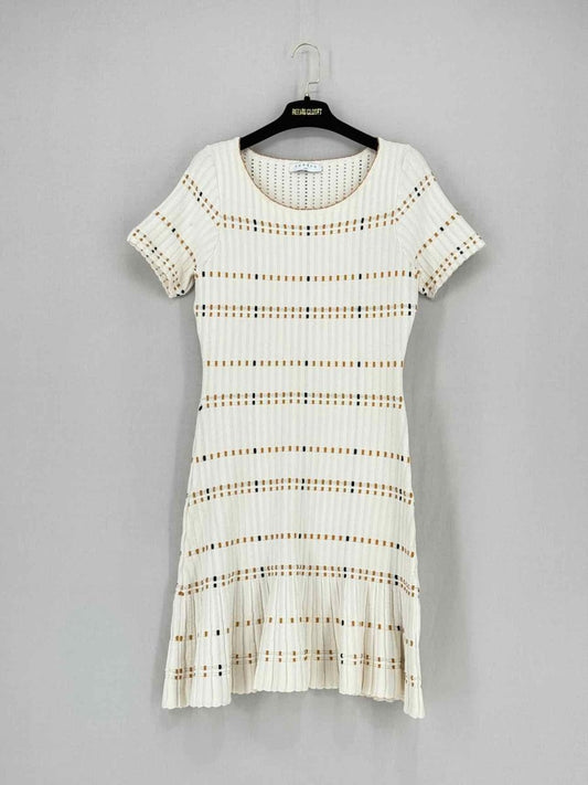 Pre - loved SANDRO Cream Multicolor Size US 4 Short Dress at Reems Closet