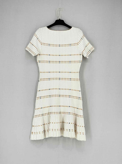Pre - loved SANDRO Cream Multicolor Size US 4 Short Dress at Reems Closet