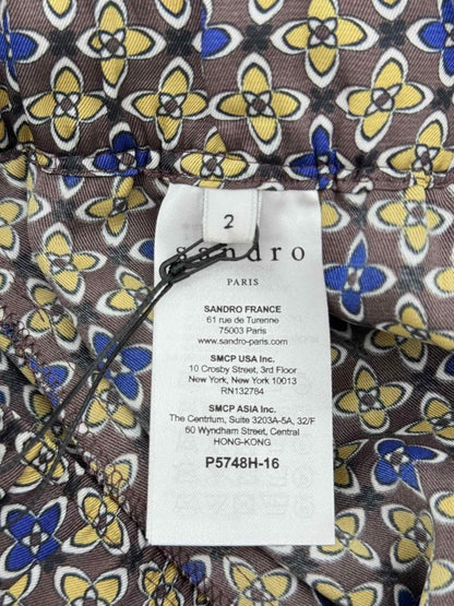 Pre-loved SANDRO Danny Brown Multicolor Floral Print Pants at Reems Closet