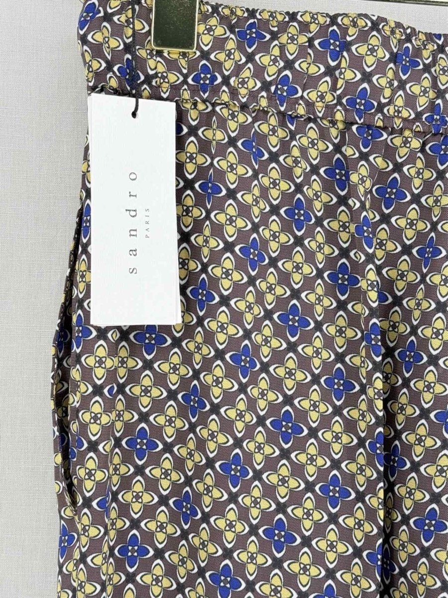 Pre-loved SANDRO Danny Brown Multicolor Floral Print Pants at Reems Closet