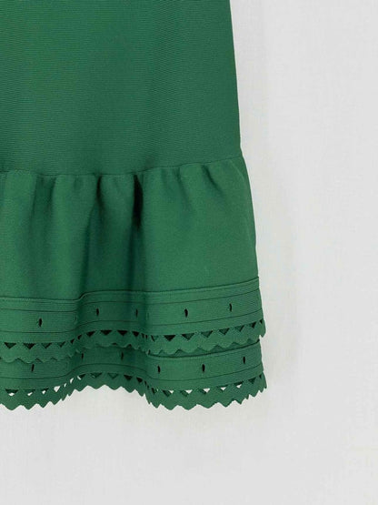 Pre - loved SANDRO Green Eyelet Size Medium Mini Skirt at Reems Closet