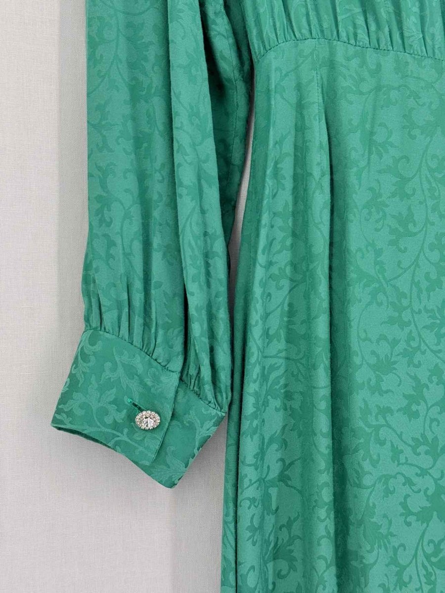Pre-loved SANDRO Green Jacquard Size US 4 Midi Dress at Reems Closet