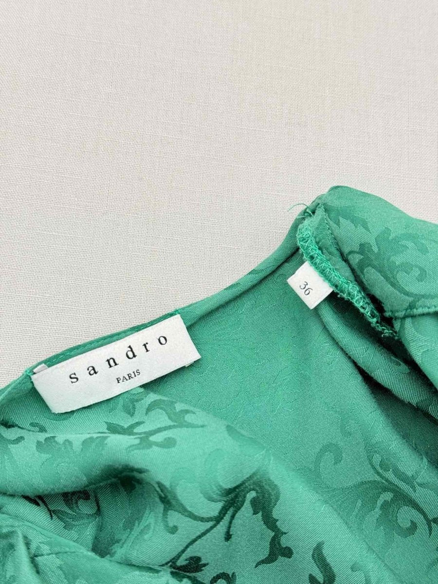 Pre-loved SANDRO Green Jacquard Size US 4 Midi Dress at Reems Closet