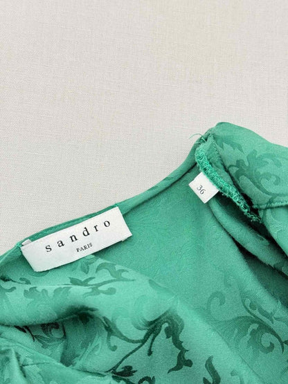 Pre-loved SANDRO Green Jacquard Size US 4 Midi Dress at Reems Closet