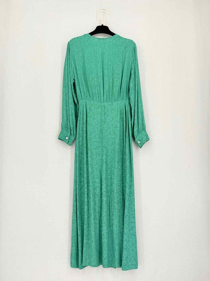 Pre-loved SANDRO Green Jacquard Size US 4 Midi Dress at Reems Closet