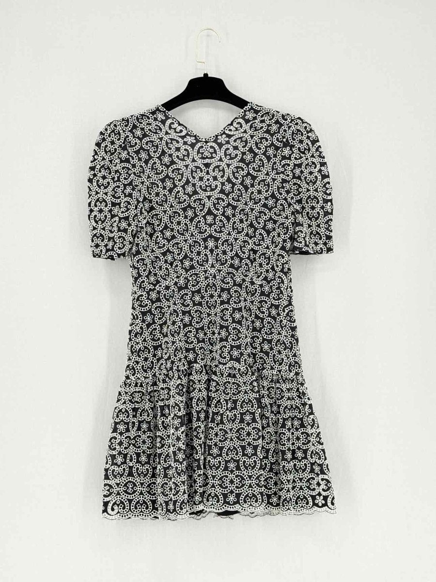 Pre - loved SANDRO Guipure Black & Beige Size US 6 Short Dress at Reems Closet