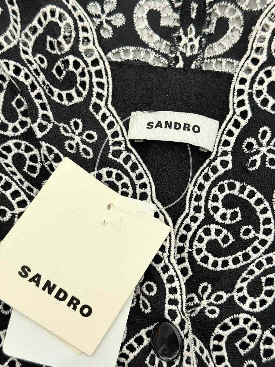 Pre - loved SANDRO Guipure Black & Beige Size US 6 Short Dress at Reems Closet