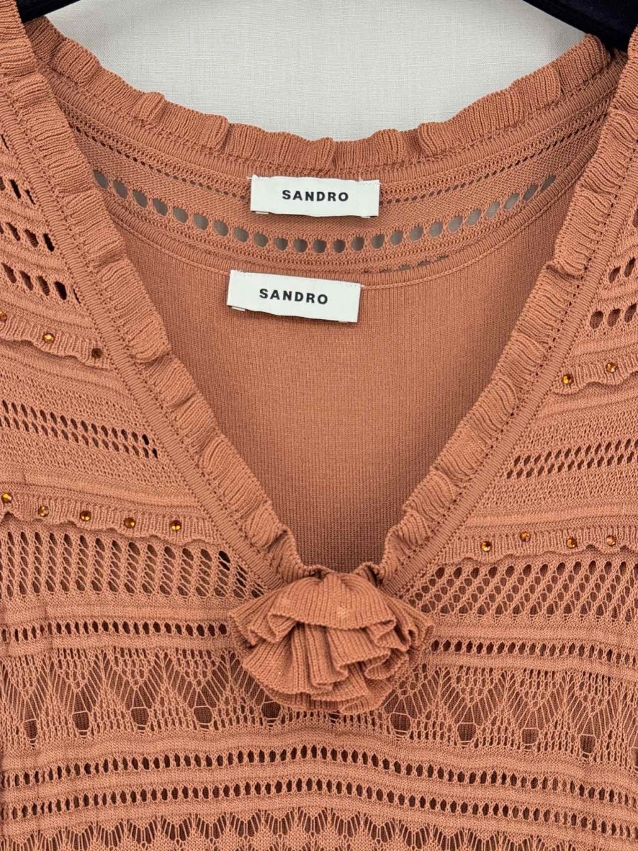 Pre-loved SANDRO Irene Brown Size US 6 Midi Dress at Reems Closet