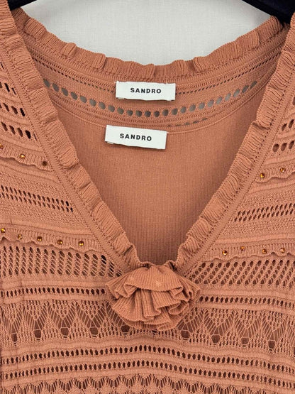 Pre-loved SANDRO Irene Brown Size US 6 Midi Dress at Reems Closet