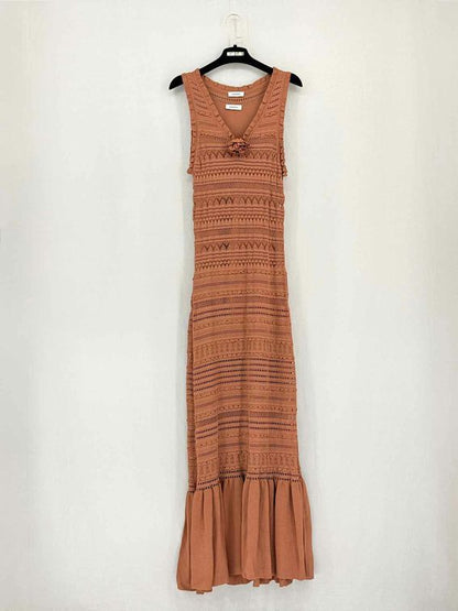Pre-loved SANDRO Irene Brown Size US 6 Midi Dress at Reems Closet