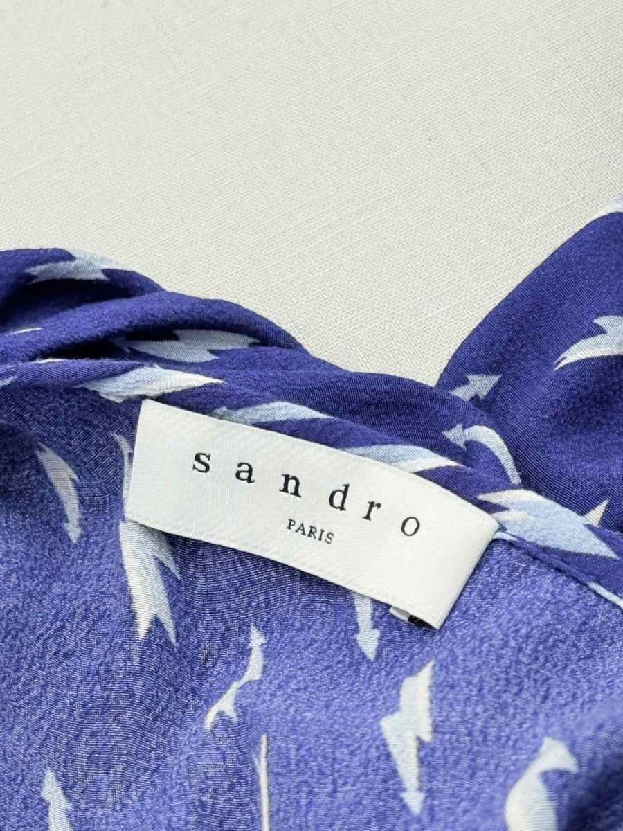 Pre-loved SANDRO Kemila Navy & White Size US 6 Midi Dress at Reems Closet