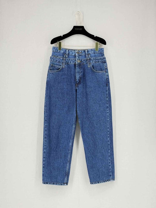 Pre - loved SANDRO Kitty Double High waisted Blue Size US 6 Jeans at Reems Closet
