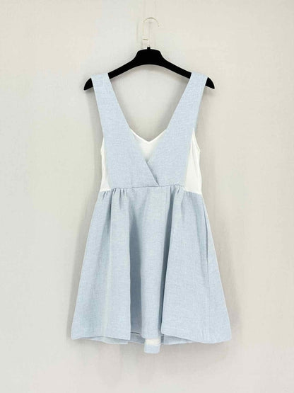 Pre-loved SANDRO Light Blue & White Size Small Short Dress at Reems Closet