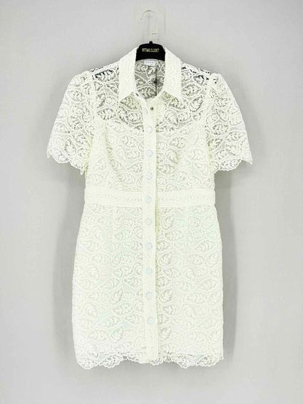 Pre - loved SANDRO Live Off - white Size US 8 Short Dress at Reems Closet