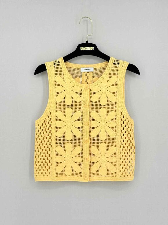 Pre-loved SANDRO Loulou Yellow Size Small Top at Reems Closet