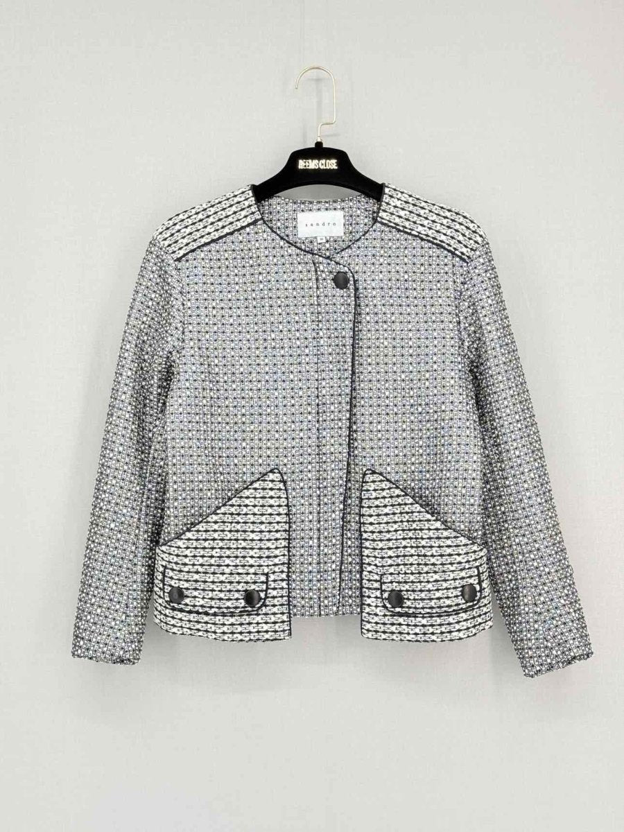 Pre - loved SANDRO Metallic Black Multicolor Size US 10 Jacket at Reems Closet