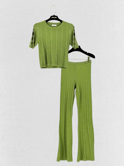 Pre - loved SANDRO Metallic Green Size Small Outfit Set at Reems Closet