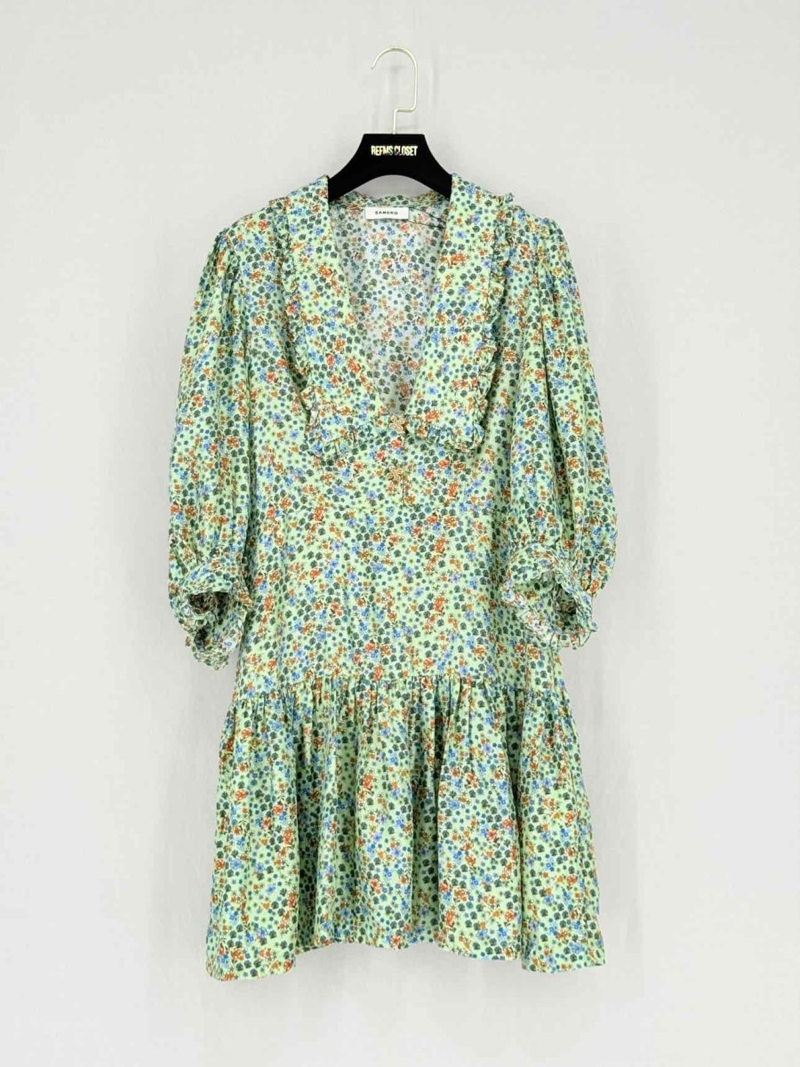 Pre - loved SANDRO Mulberry Green Multicolor Size US 4 Short Dress at Reems Closet