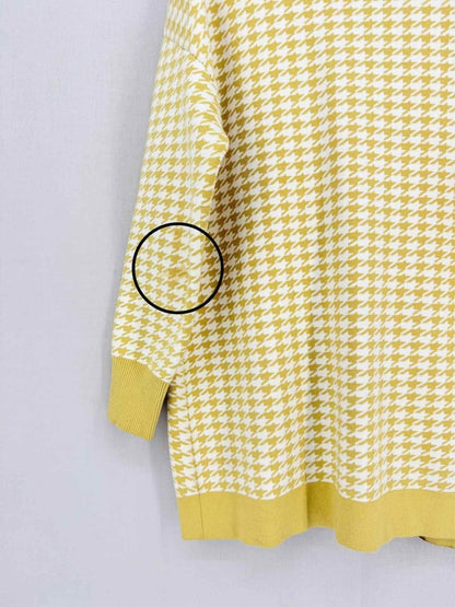 Pre - loved SANDRO Mustard & White Houndstooth Size US 10 Cardigan at Reems Closet