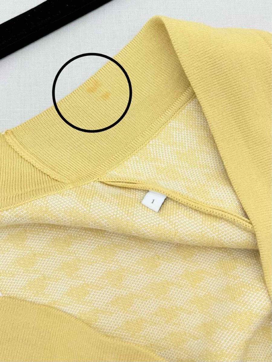 Pre - loved SANDRO Mustard & White Houndstooth Size US 10 Cardigan at Reems Closet