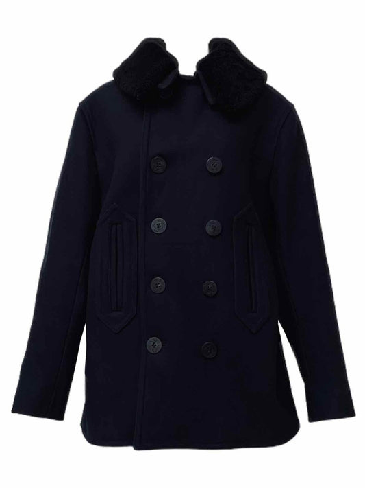 Pre - loved SANDRO Navy Blue & Black Coat XLarge at Reems Closet