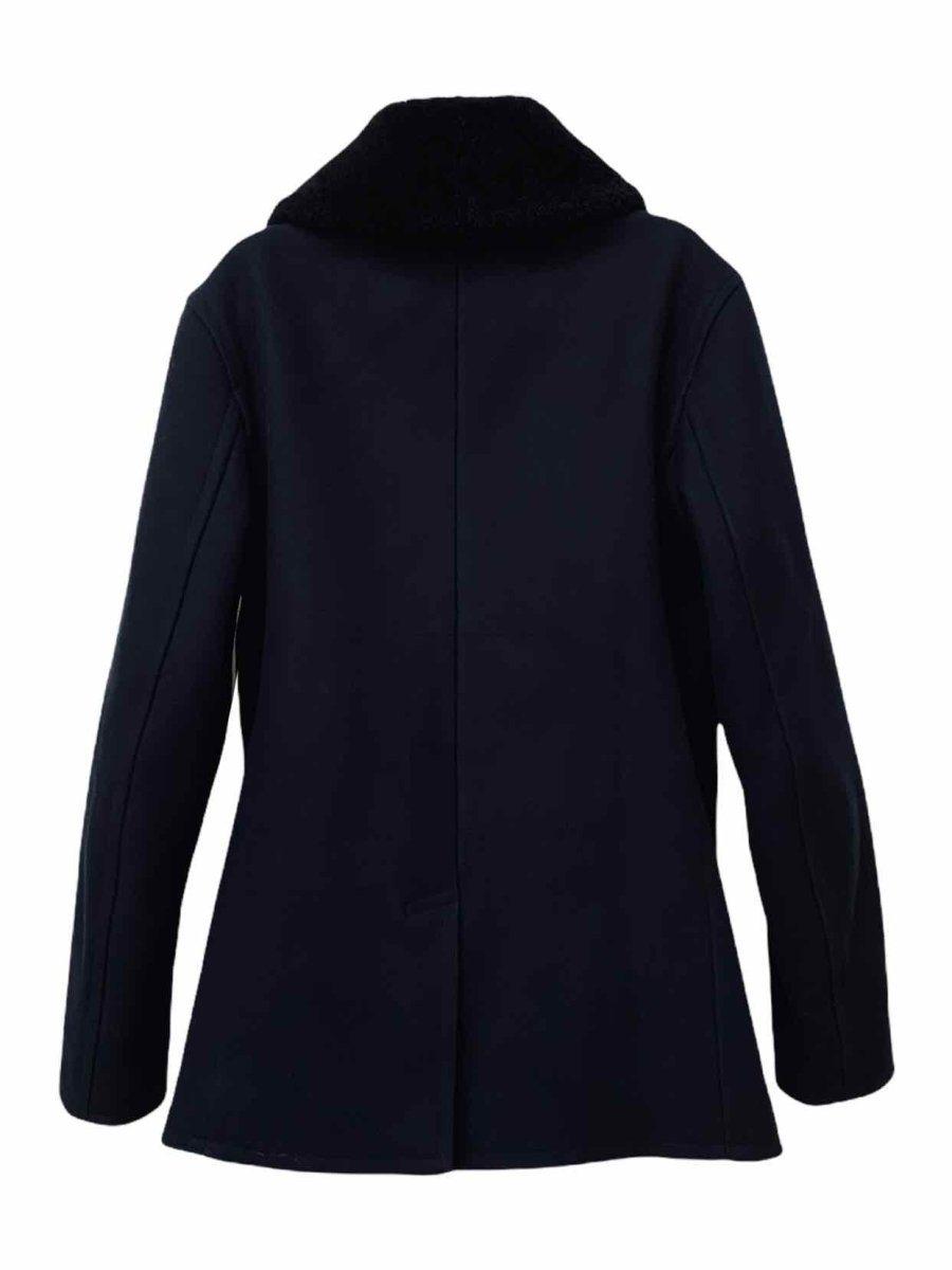 Pre - loved SANDRO Navy Blue & Black Coat XLarge at Reems Closet