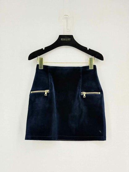 Pre-loved SANDRO Navy Blue Size Small Mini Skirt at Reems Closet