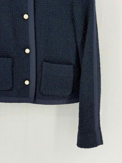 Pre - loved SANDRO Navy Blue Size US 4 Jacket at Reems Closet