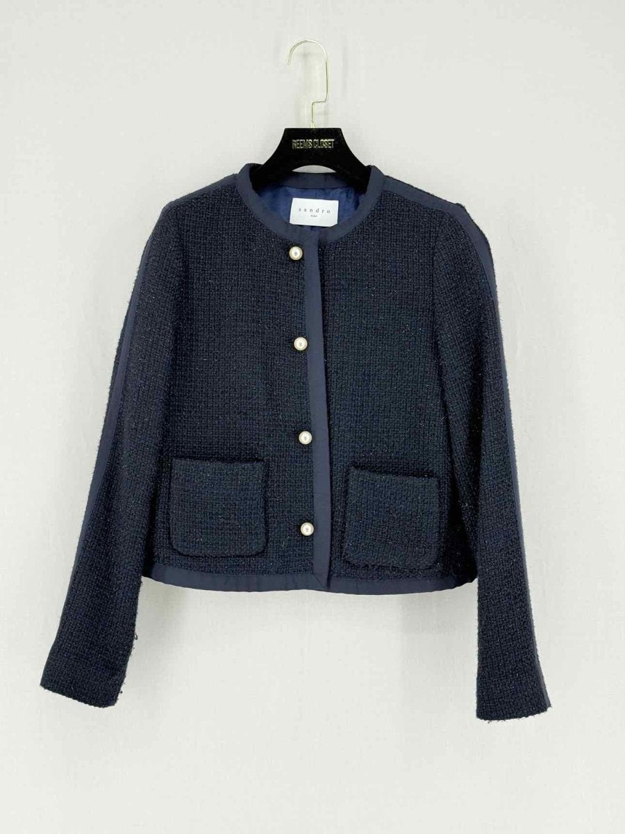 Pre - loved SANDRO Navy Blue Size US 4 Jacket at Reems Closet