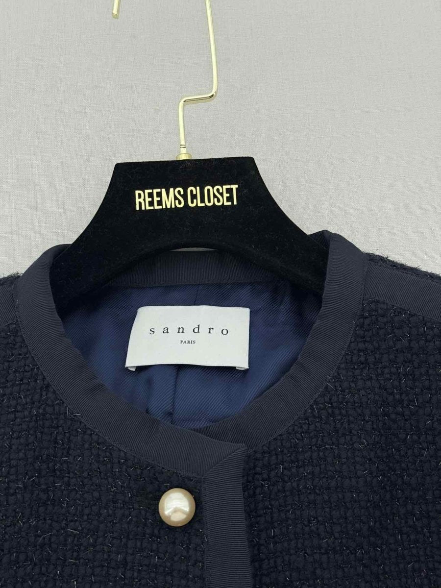 Pre - loved SANDRO Navy Blue Size US 4 Jacket at Reems Closet