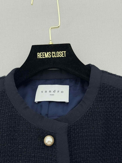 Pre - loved SANDRO Navy Blue Size US 4 Jacket at Reems Closet