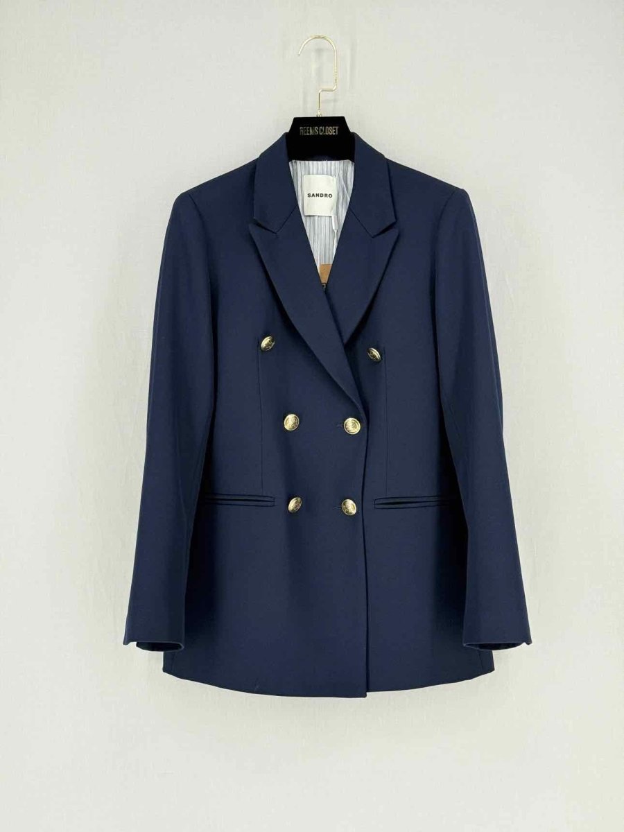 Pre - loved SANDRO Navy Blue Size US 6 Jacket at Reems Closet