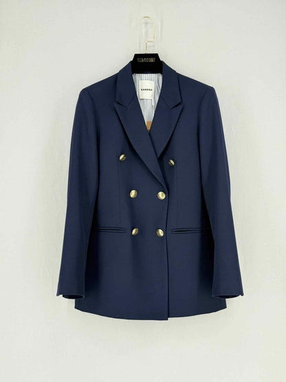Pre - loved SANDRO Navy Blue Size US 6 Jacket at Reems Closet
