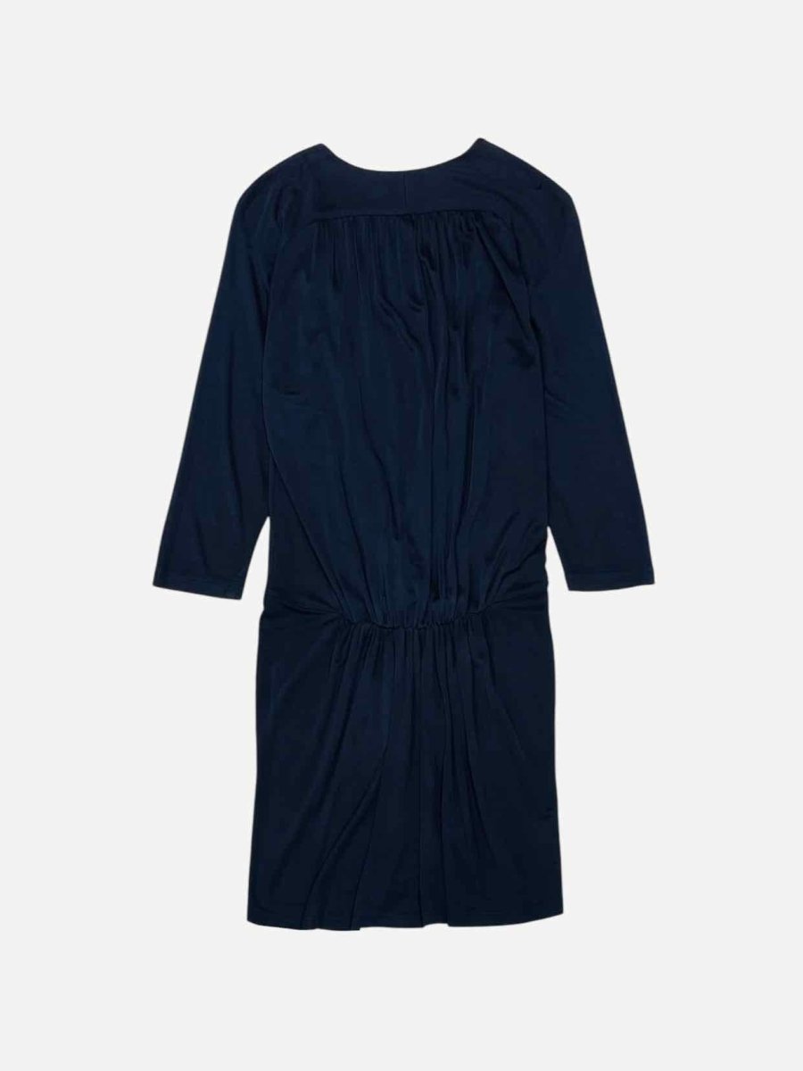 Pre - loved SANDRO Plunge Neckline Midnight Blue Knee Length Dress at Reems Closet