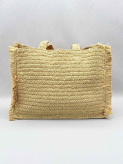 Pre-loved SANDRO Raffia Kasbah Beige Tote Bag at Reems Closet