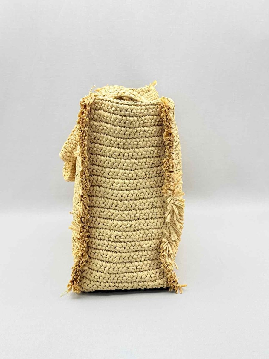 Pre-loved SANDRO Raffia Kasbah Beige Tote Bag at Reems Closet