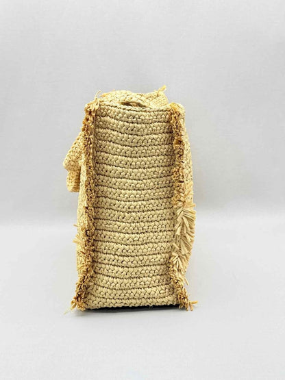 Pre-loved SANDRO Raffia Kasbah Beige Tote Bag at Reems Closet