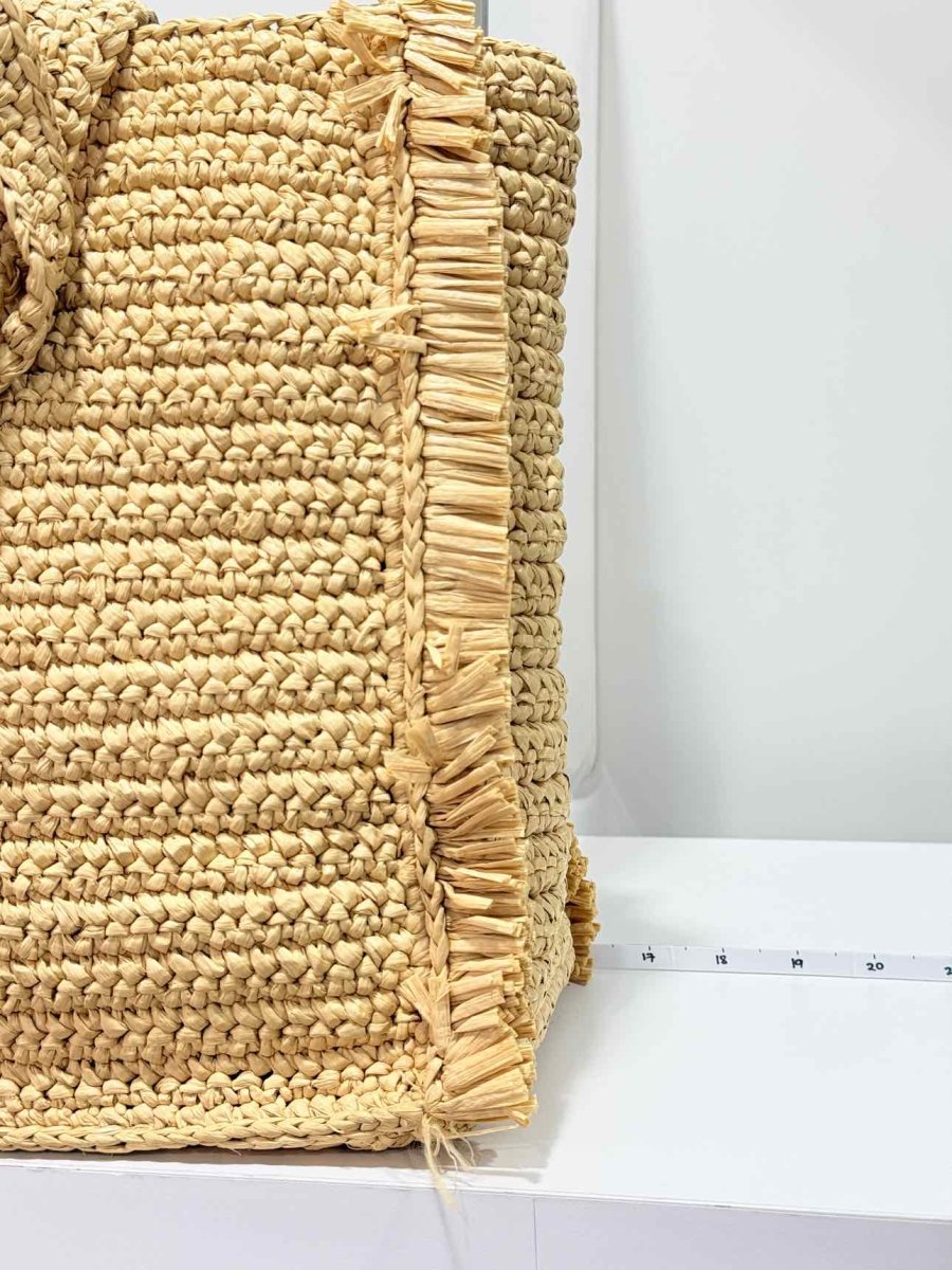 Pre-loved SANDRO Raffia Kasbah Beige Tote Bag at Reems Closet