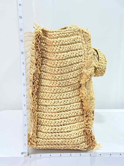 Pre-loved SANDRO Raffia Kasbah Beige Tote Bag at Reems Closet