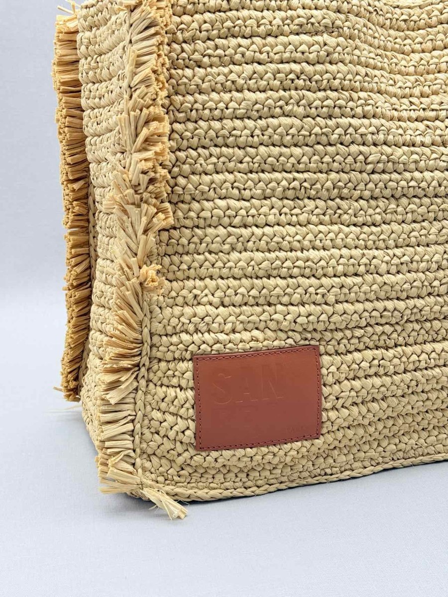 Pre-loved SANDRO Raffia Kasbah Beige Tote Bag at Reems Closet