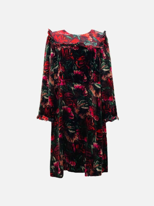 Pre-loved SANDRO Red & Green Floral Knee Length Dress from Reems Closet
