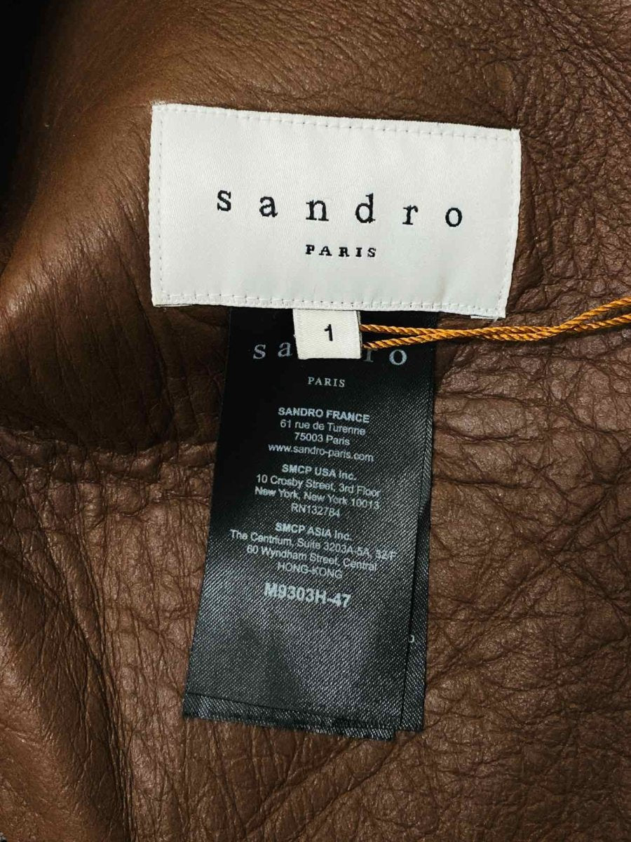 Pre - loved SANDRO Reversible Navy Blue & Brown Coat at Reems Closet