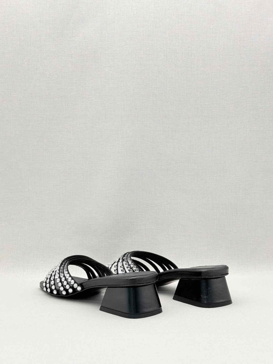 Pre-loved SANDRO Rhinestone Black Size EU 38 Mules at Reems Closet