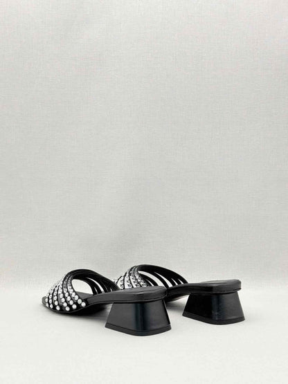Pre-loved SANDRO Rhinestone Black Size EU 38 Mules at Reems Closet