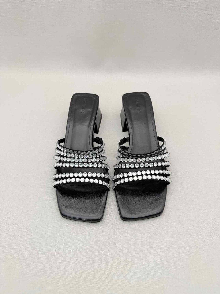 Pre-loved SANDRO Rhinestone Black Size EU 38 Mules at Reems Closet