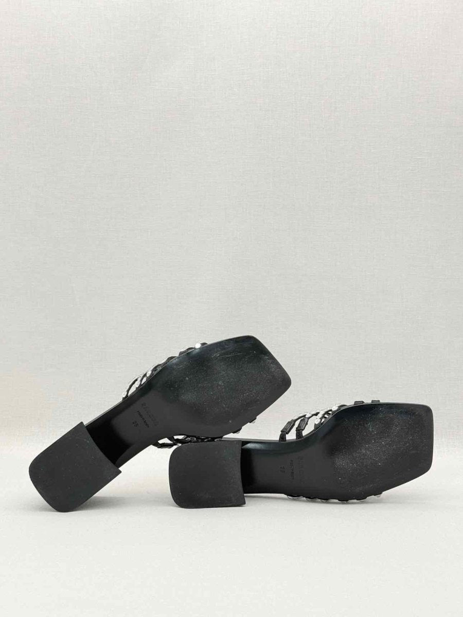 Pre-loved SANDRO Rhinestone Black Size EU 38 Mules at Reems Closet