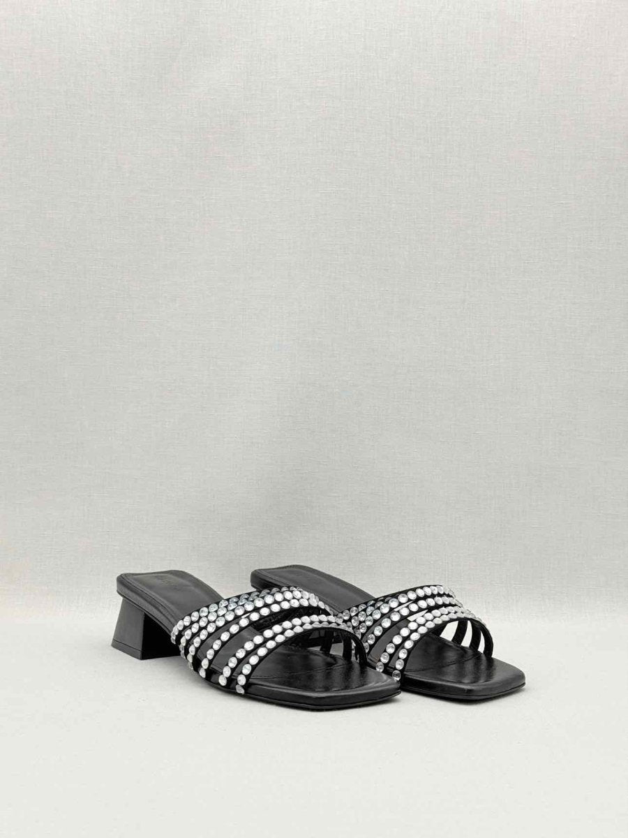 Pre-loved SANDRO Rhinestone Black Size EU 38 Mules at Reems Closet
