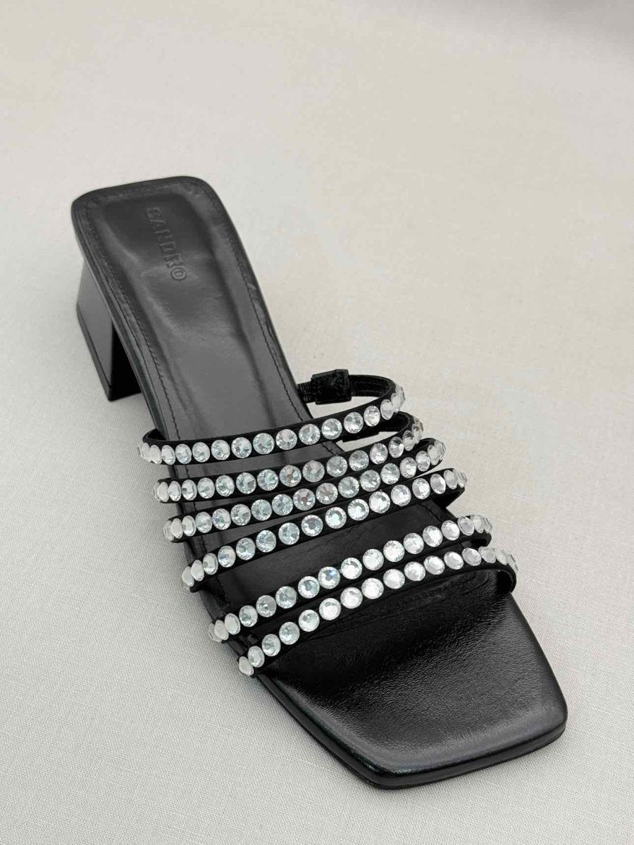 Pre-loved SANDRO Rhinestone Black Size EU 38 Mules at Reems Closet