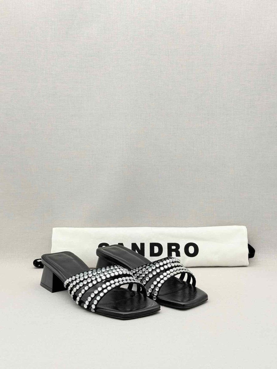 Pre-loved SANDRO Rhinestone Black Size EU 38 Mules at Reems Closet