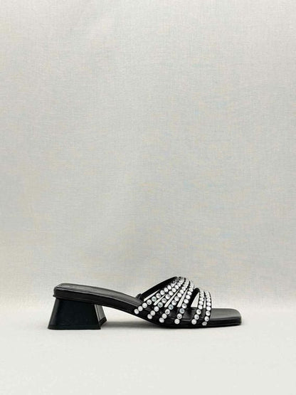 Pre-loved SANDRO Rhinestone Black Size EU 38 Mules at Reems Closet